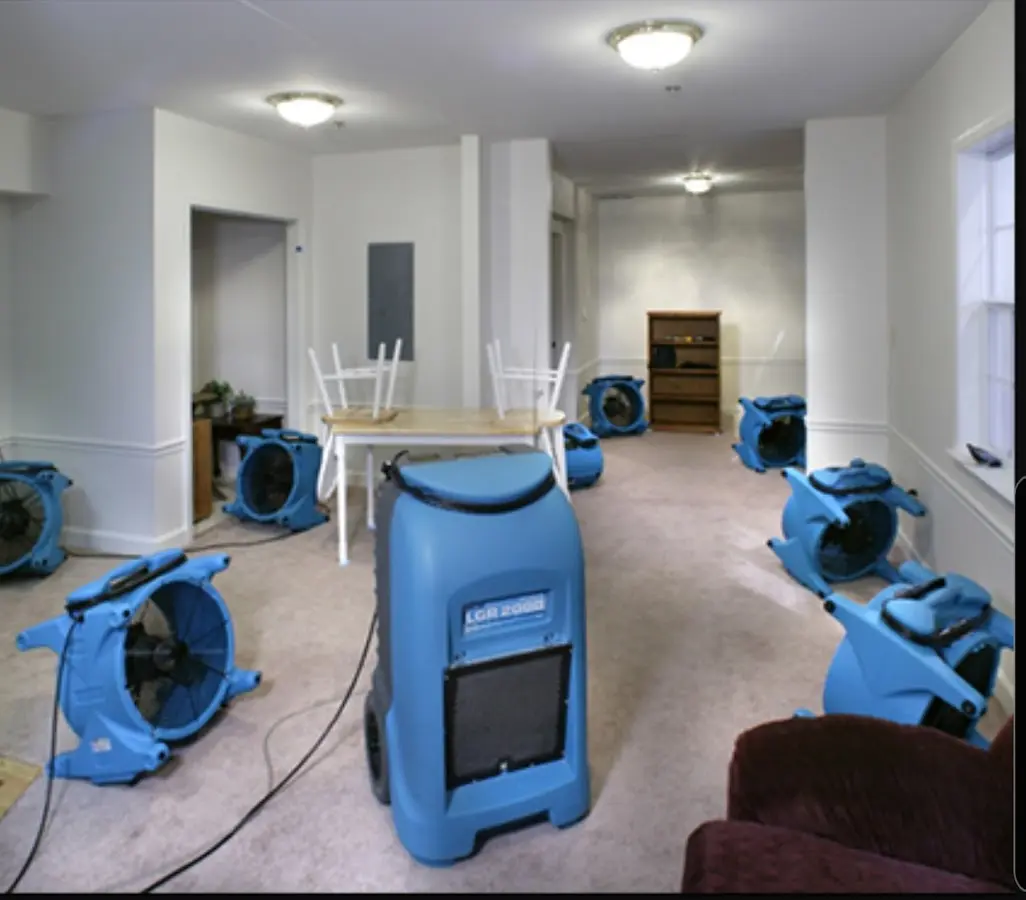 Air movers and dehumidifier setup for Water Damage Restoration in Edinburg